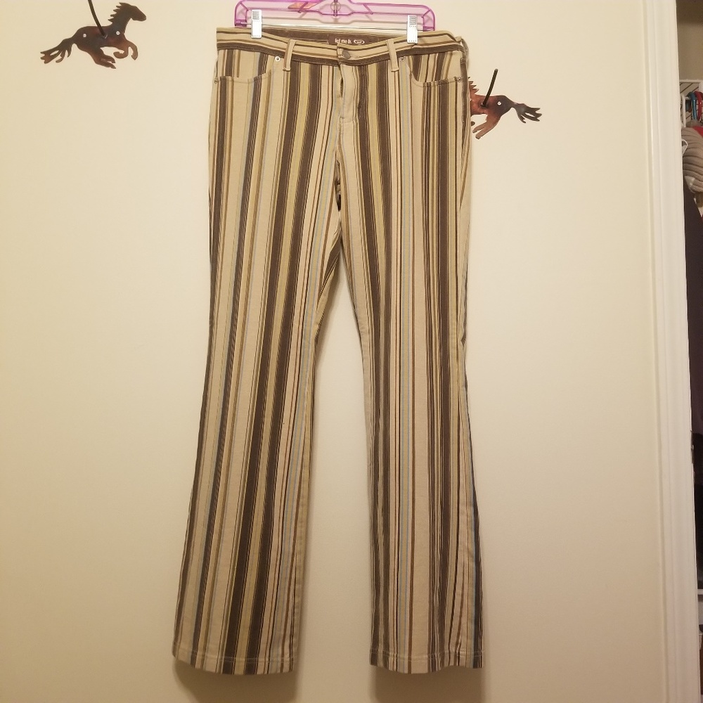 NWOT Brown Stripe with Blue Pants